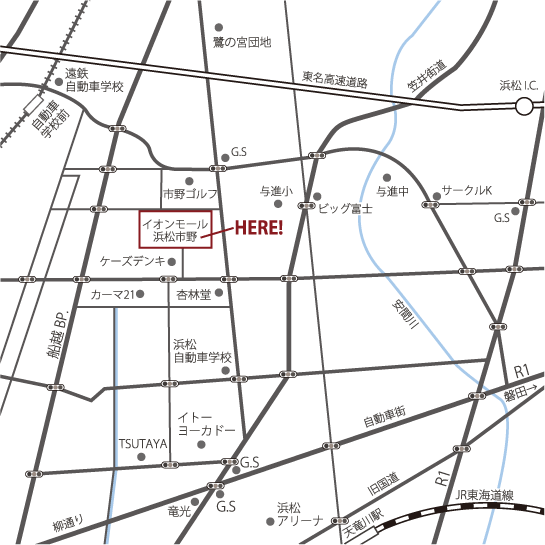 イオンモール浜松市野店地図